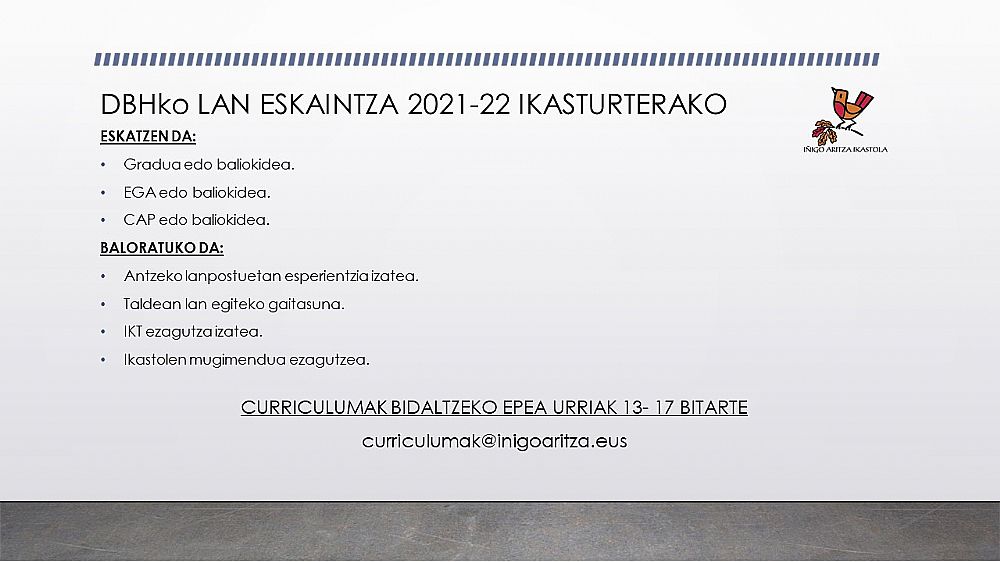 DBHrako LAN ESKAINTZA 2021-22 IKASTURTERAKO