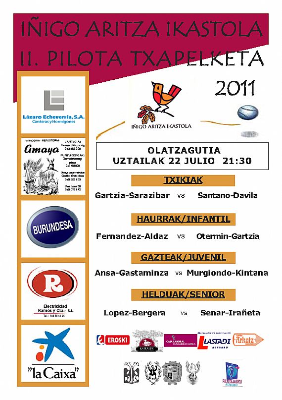Olaztiko festetan hasiko da I�igo Aritzak antolatzen duen II Pilota Txapelketa 