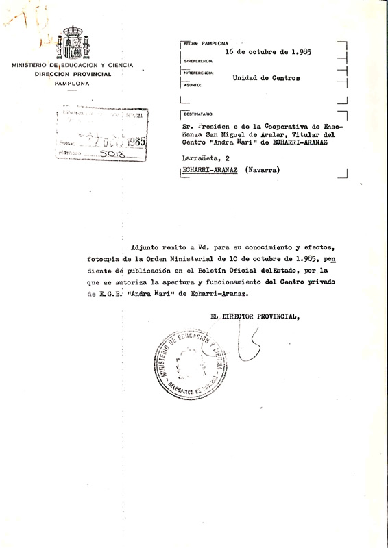 1985: Iturmendi haratagoko herrietako ikasleak Etxarrin ezarri zen Ikastolara joaten hasi ziren
